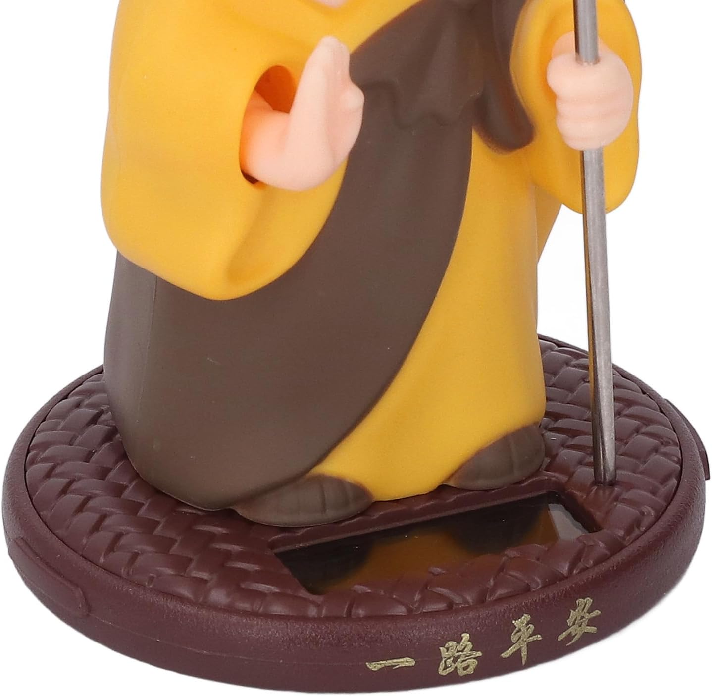 Solar Little Monk Statue, Light Sensitive Automatic Nodding Waving Hands Lucky Mini Monk Figurine for Car Center Console Desktop Checkout Counter (Blue)