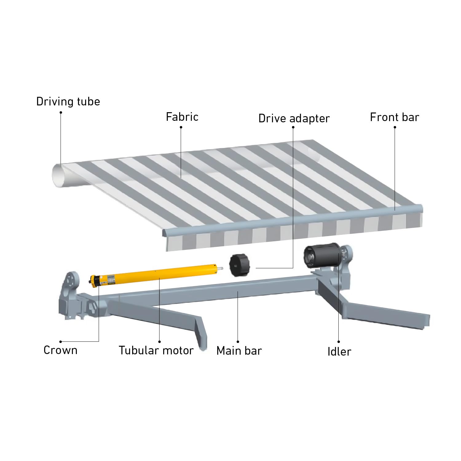 AM45-20/17-E-XP Motor impermeable para toldos motor tubular 230 V para toldos exteriores - Impermeable y homologado UL