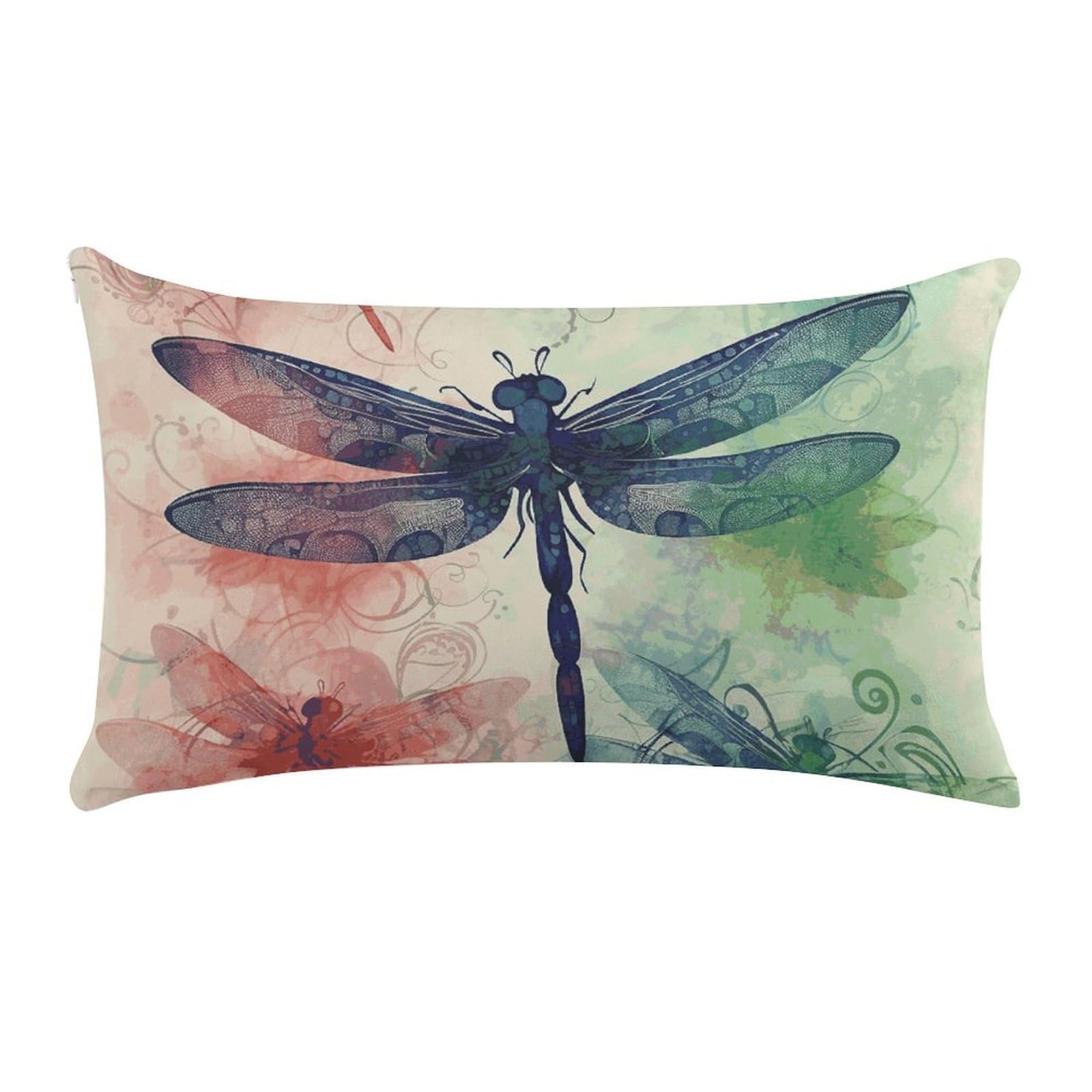 Modern Dragonfly Pillow Cases for Sofa, Super Soft Plush Pillow Cover with Zipper, Luxury Cozy Pillow Shams for All Seasons, Lightweight Pillowcases for Bedroom, 12" X 20"