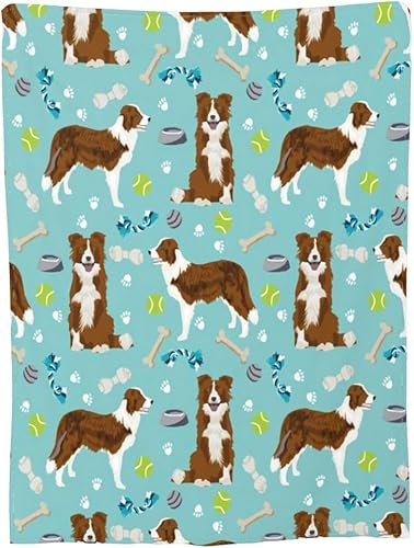 Miniatura 7 de Xoeiran Manta de franela de felpa de vellón, lindo perro y juguetes de Border Collie y juguetes ligeros y reclinables, ropa de cama con aire
