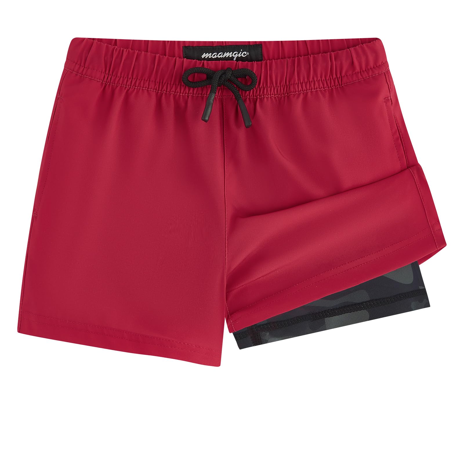 MaaMgic Badehose Jungen Badeshorts Kinder | Schnelltrocknend Schwimmhose Kurz Swim Shorts für Kleine | 2 in 1 Boardshorts mit Kompression Innenhose Taschen Verstellbare Tunnelzug MEHRWEG