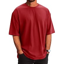 Runcati Mens Casual T-Shirts Short Sleeve Lightweight Oversized Summer Cotton Tee Beach Crew Neck Tops