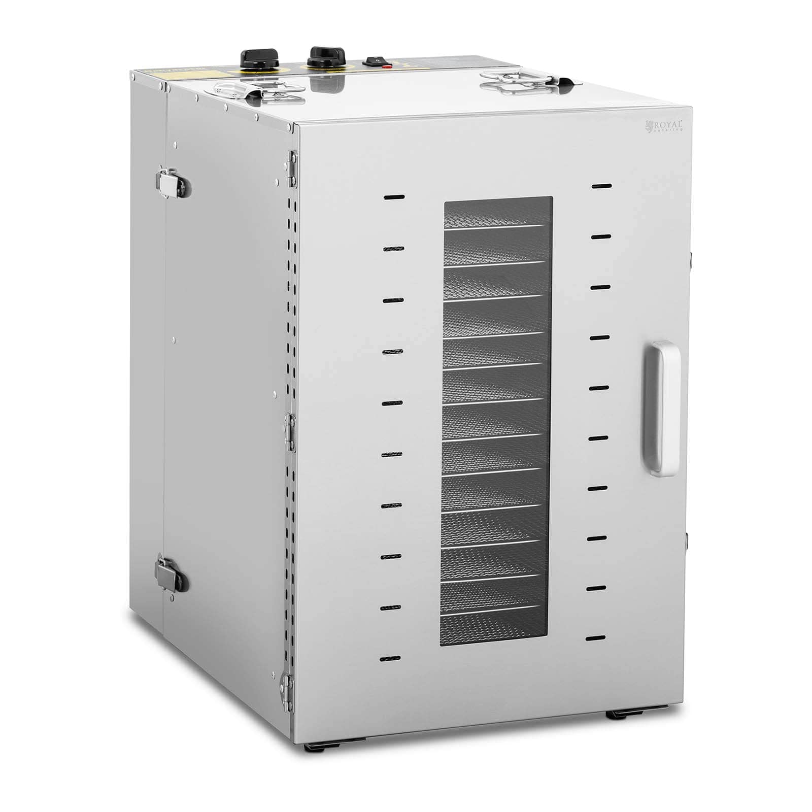 Royal Catering Deshidratador De Alimentos Máquina Secadora RCDA-1350/100S (Temporizador: 0-15 horas, Temperatura: 40-90 °C, 1500 W, 16 bandejas)