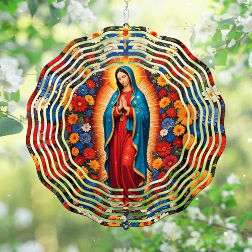 Image of FLAGWIX Our Lady of Guadalupe Wind Spinner, 12 in Stainless Steel