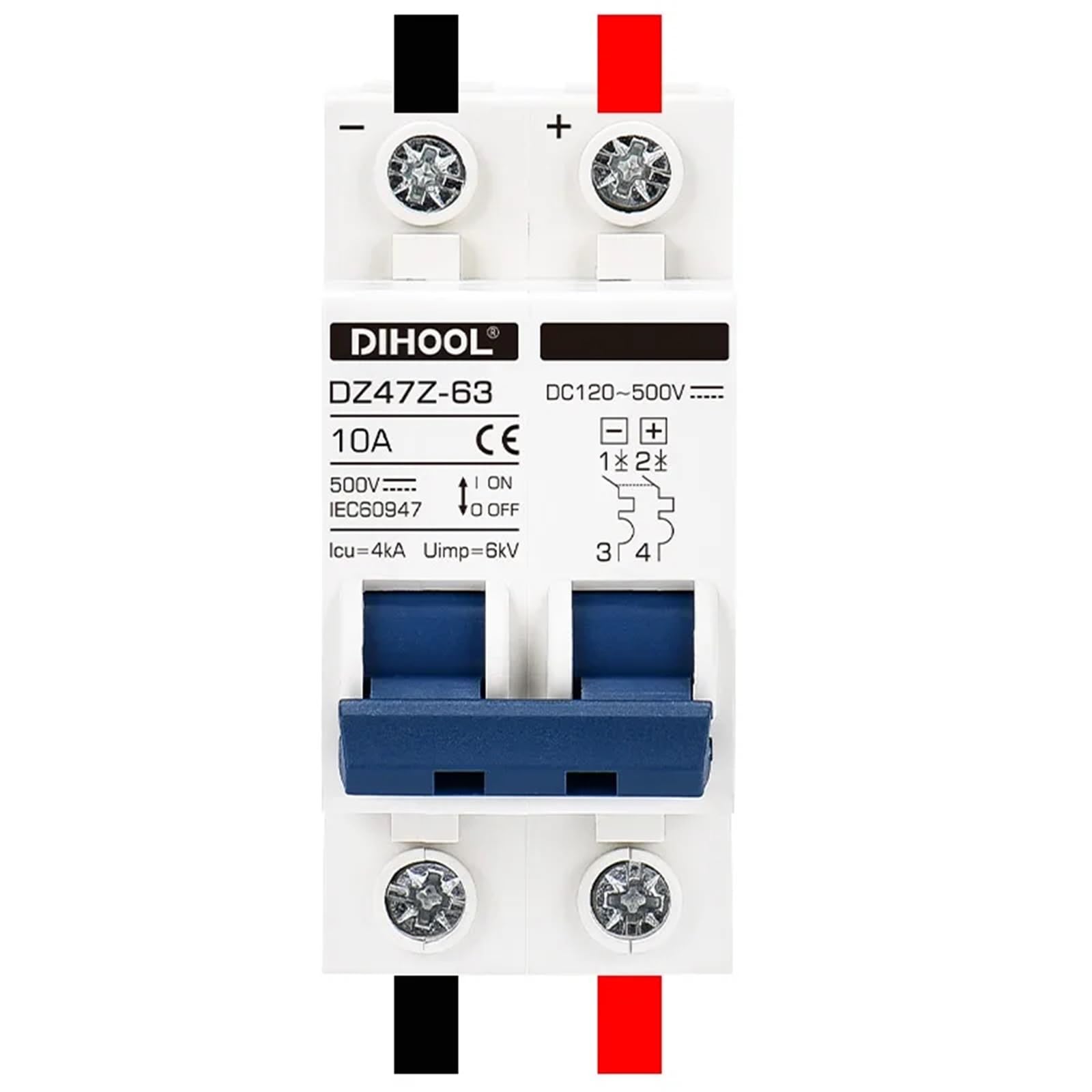 Disjoncteur DC Pour Panneau Solaire - 2P 500V - Courants 16A à 125A - Non Polarisé - Pour Système Photovoltaïque Sécurisé