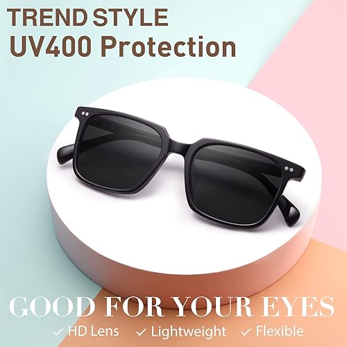 Miniatura 4 de Lentes de sol polarizados para hombre, lentes de sol clásicos cuadrados pulidos a mano con marco de acetato con protección UV