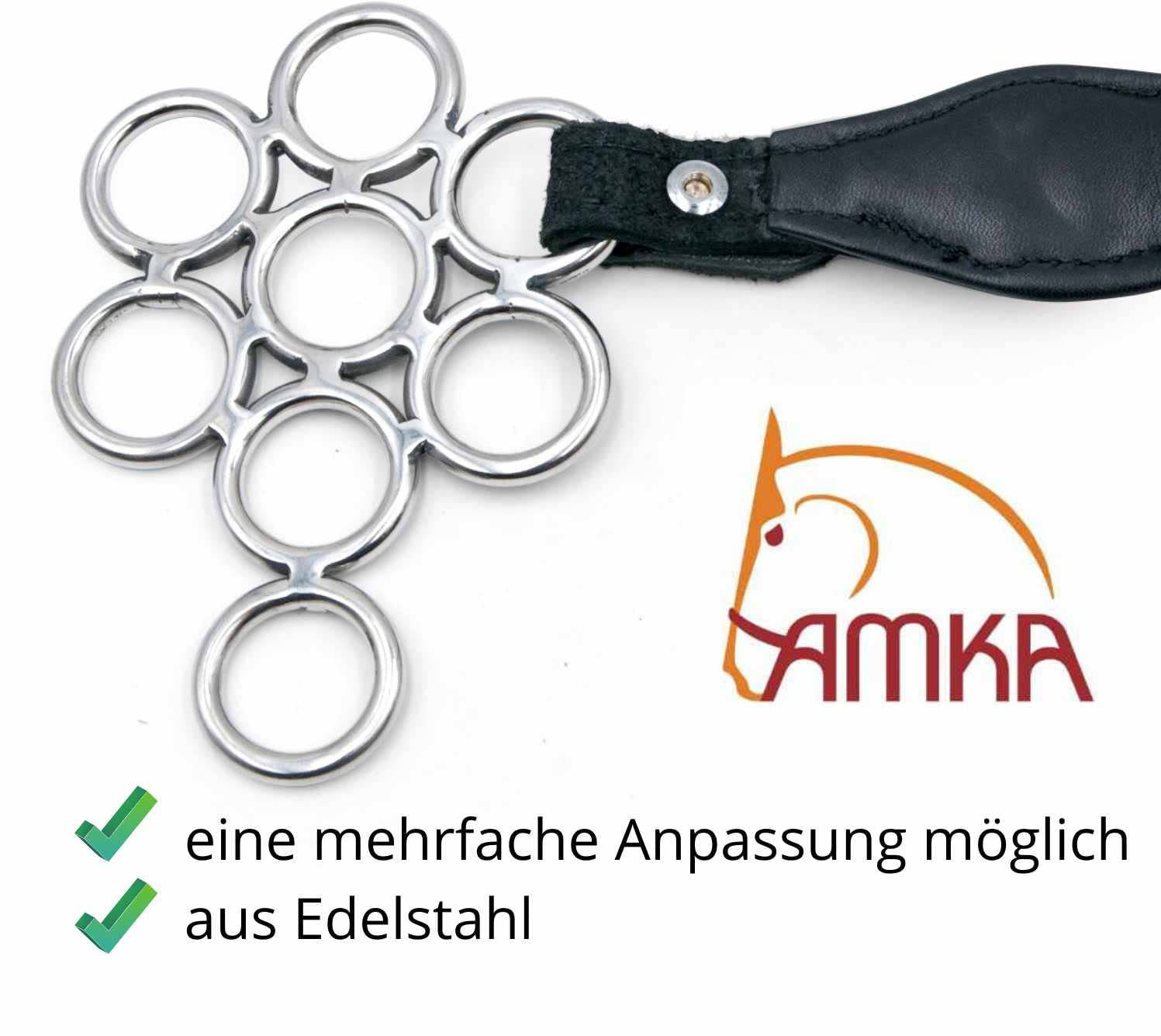 Reitsport Amesbichler AMKA - Bici della fortuna in acciaio INOX con imbottitura morbida e motivo floreale, con conchiglie sul naso
