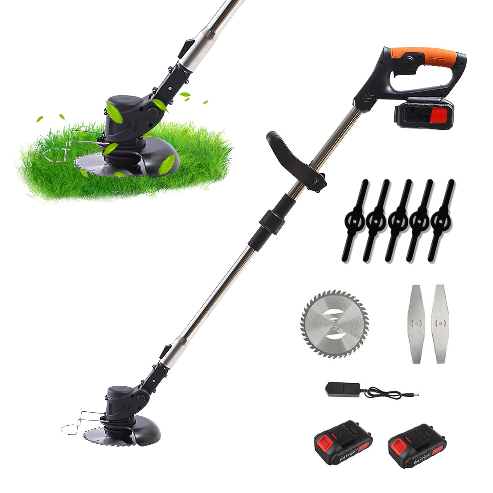 Tondeuse Electrique Gazon Pliable, 21V 13000 mAh Tondeuse Gazon sans Fil Tondeuse Alimentée par Batterie Tondeuse Gazon pour Une Tonte Rapide du Jardin,Piles Et Chargeur Inclus (2 Batteries)