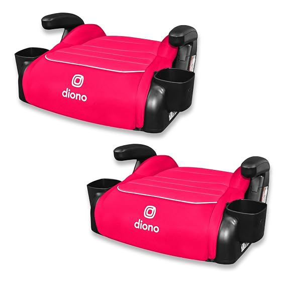 Diono Connect3 R Backless Booster Pack of 2, Slim Fit 3-Across in Many Mid-Sized Sedans and SUVs, for Children from 40-120 lbs., Lightweight with Cupholder, Pink Cotton Candy