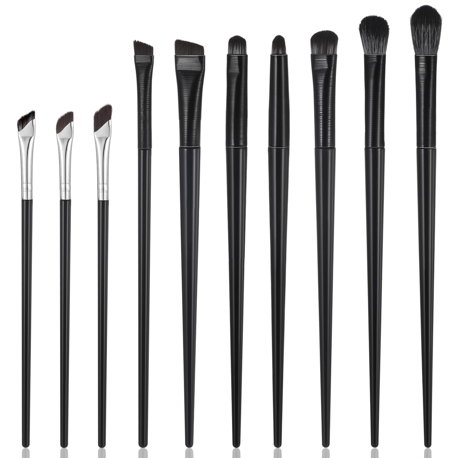 YUXIANLB 10-częściowy zestaw z pędzelkami do eyelinera, oczu, eyelinerem, aplikatorem, narzędziem do eyelinera, skrzydełka, narzędzie do precyzyjnego zakrzywienia, płaski, ultracienki pędzel z