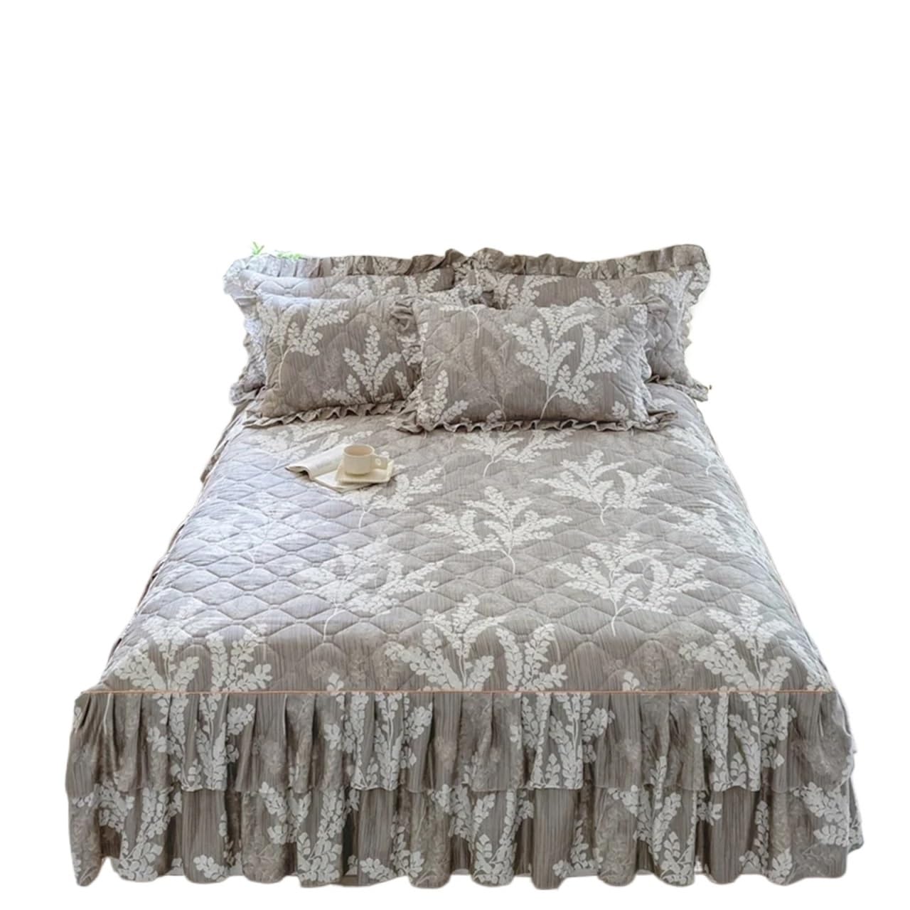 Ruffled Bed Skirt Bed Skirt Cartoon Style Cover Ruffled Bedsheet Falda De Cama Quilted Mattress Covers Lace Bedspread (No Pillowcase)(D,SKing 200x220cm 1pc)