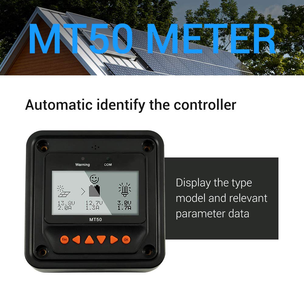 EPEVER MT50 Remote Meter LCD Screen Display, Monitor and Set Data of EPEVER TracerAN TRIRON N Tracer-BN VS LS-B Series MPPT&PWM Solar Charge Controller