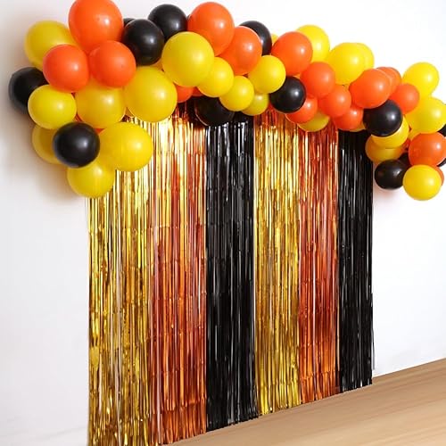 Miniatura 7 de Decoraciones de fiesta de construcción, cortinas de flecos de aluminio con globos y kit de guirnalda para camión volquete, cumpleaños, oropel de