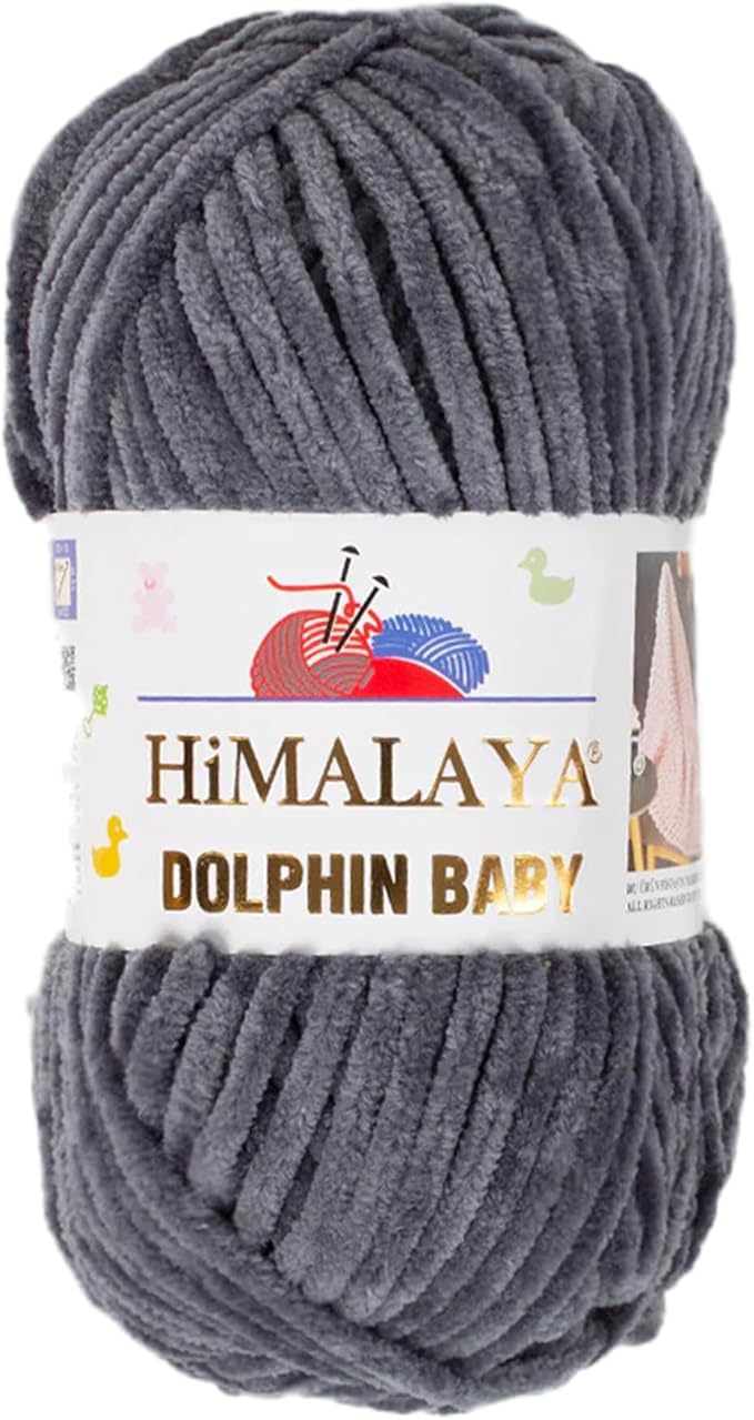 Himalaya Dolphin Baby Yarn Each Skein 100gr 120m Super Bulky Yarn for Knitting&Crocheting Ideal for Cardigans Shawls Blankets Hats and Home Textiles (1, 80367 Dark Grey)
