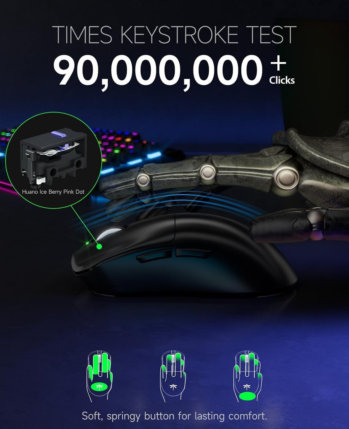 VGN F1 Wireless Gaming Mouse, 26,000 DPI, High Precision, 55g Lightweight, 4K Polling Rate, 200-Hour Battery Life, 6 Programmable Buttons, USB-C Charging, for PC/Mac/Laptop, Classic Black