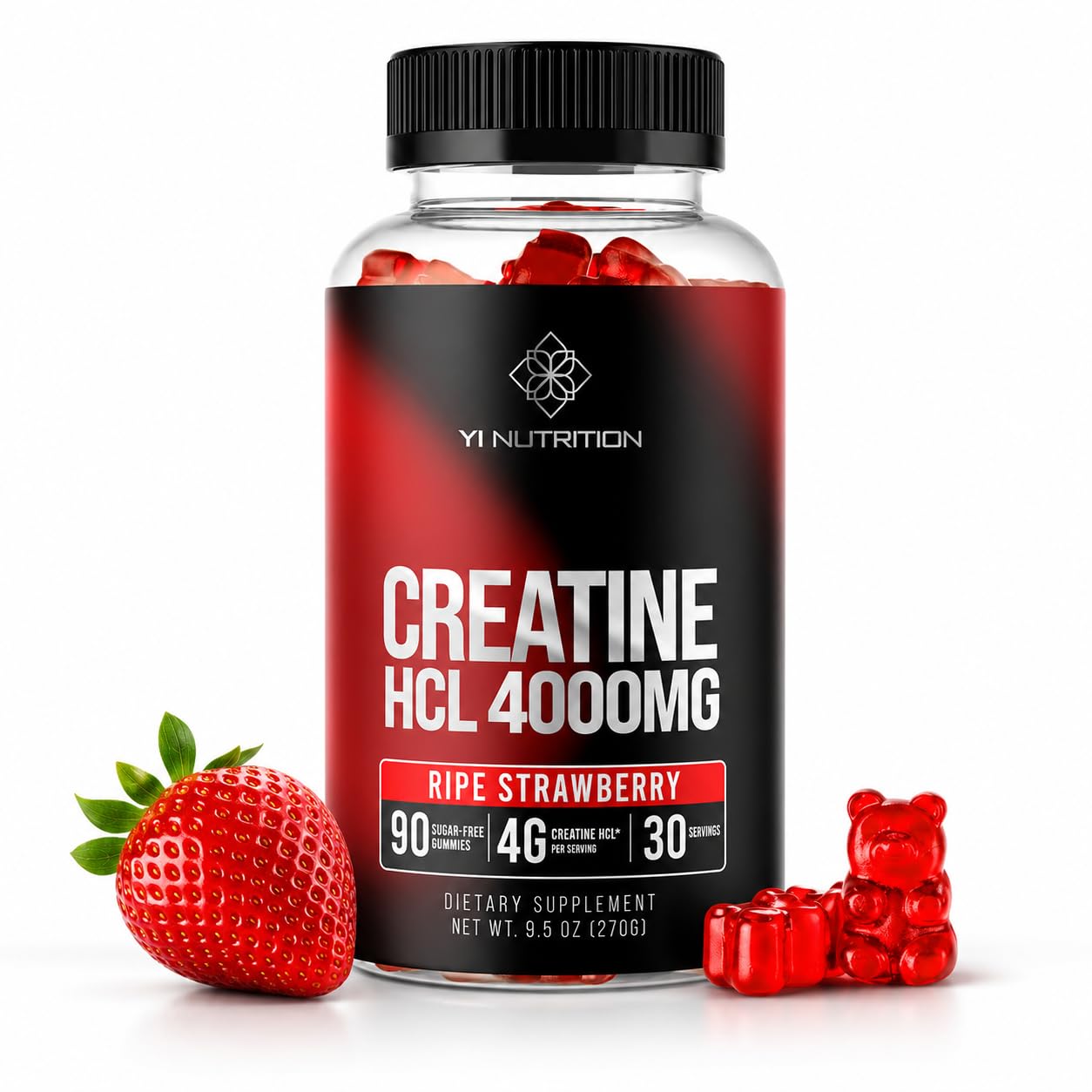 Creatine HCL Gummy - World's First 4000MG Creatine HCL Gummies 90 Count (90 Count) 90 Count (Pack of 1)