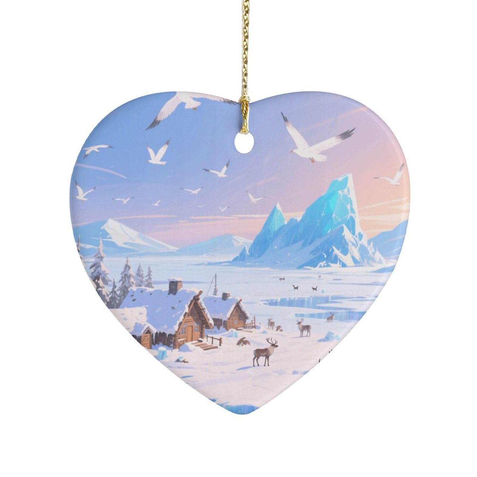 Fekiloot Style Ice Field Villages Ceramic Ornament Home Decor Keepsake