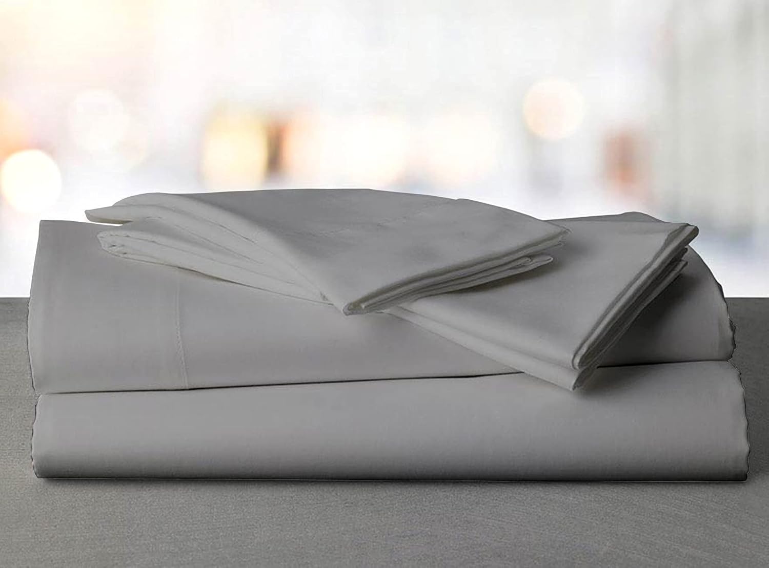 100% American Supima Cotton 1000 Thread Count Sheet Set, Ultra Crisp, Sateen Weave Hotel Collection, 24" Deep Pockets - Olympic Queen-Silver Grey
