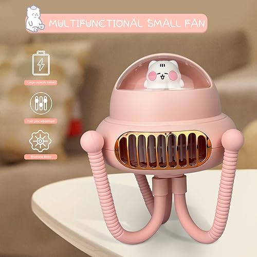 Miniatura 2 de BOHANNE Ventilador de cochecito portátil de 4000 mAh con trípode flexible con clip con 4 velocidades, ventilador USB personal de mano para asiento