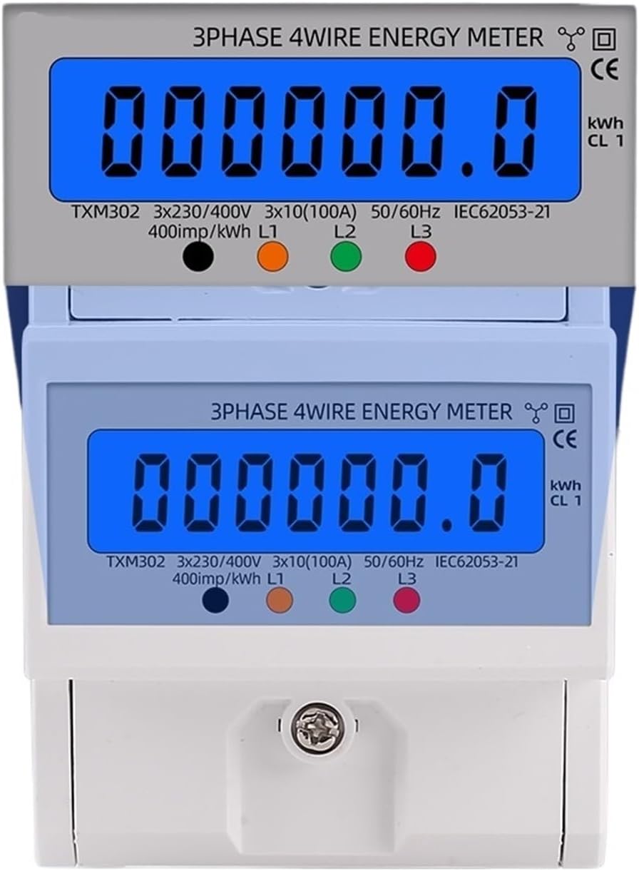 Din Rail 380V 3 Phase 4 Wire Electronic Watt Power Consumption Energy Meter Wattmeter kWh 100A AC 50Hz 60Hz Backlight