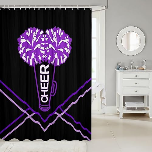 Miniatura 2 de Cortinas de ducha de animadoras, decoración del hogar, cortinas de baño para niñas y amantes de la gimnasia, tela con estampado de líneas