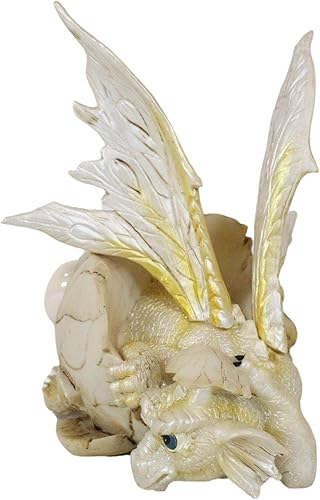 Vista 22 de Ebros - Estatua de huevo de dragón con piedra natal de agosto, 5.25 pulgadas de alto, peridoto verde, piedra natal de agosto, símbolo de gema