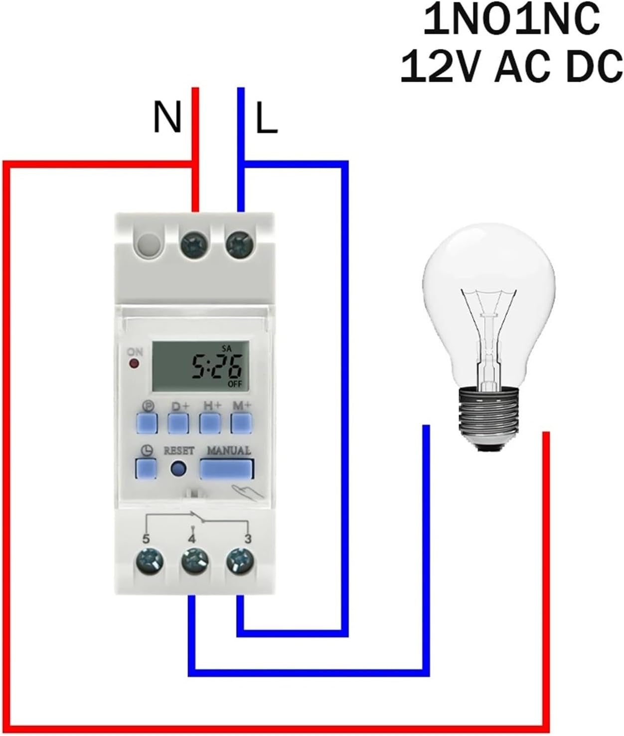 Electronic Weekly 7 Days Programmable Digital TIME Relay Timer Switch Control AC 220V 230V 12V 24V 48V 16A Din Rail Mount THC15A(30A,1NO1NC 12V AC DC)