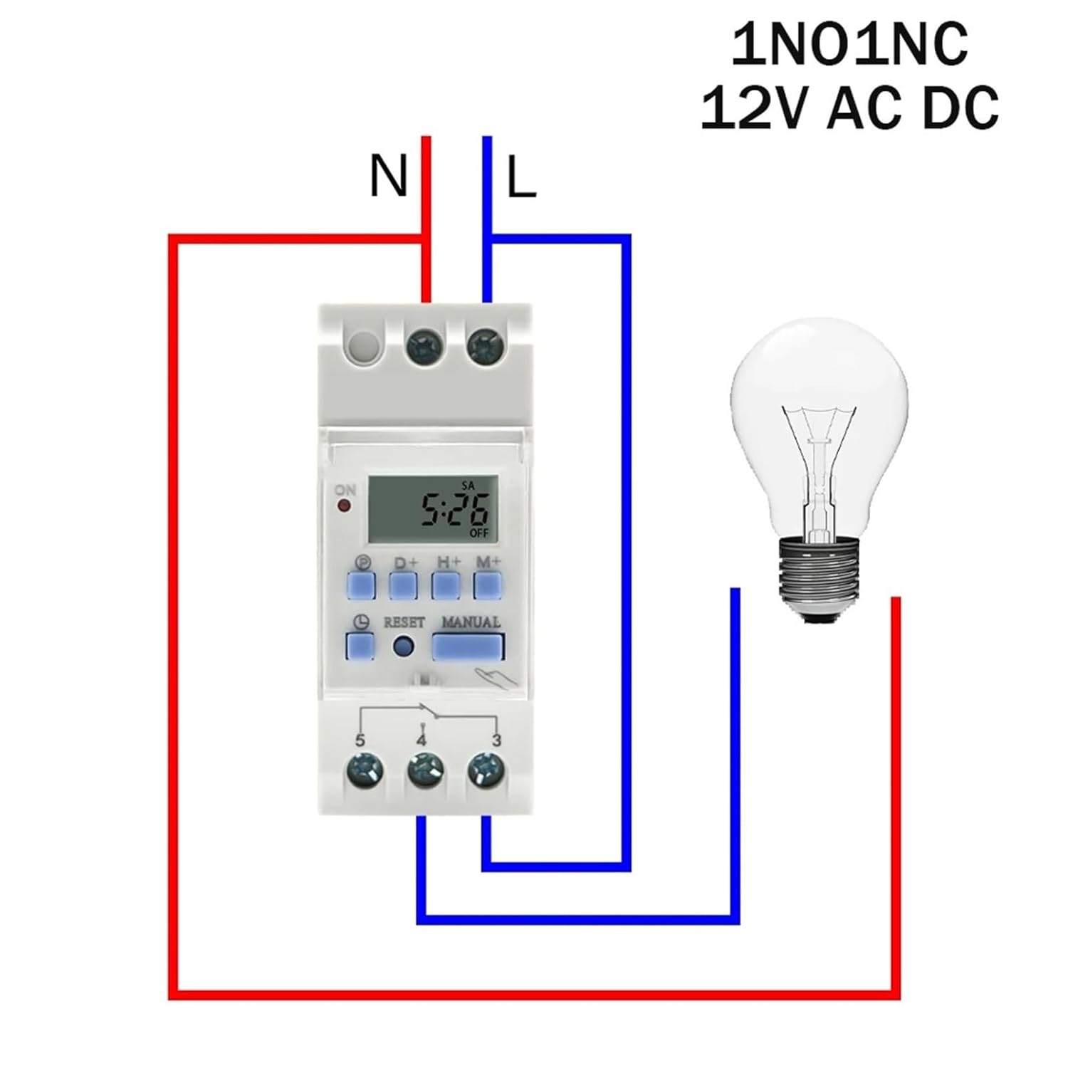 Electronic Weekly 7 Days Programmable Digital TIME Relay Timer Switch Control AC 220V 230V 12V 24V 48V 16A Din Rail Mount THC15A(30A,1NO1NC 12V AC DC)