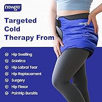 Vista 3 de NEWGO Envoltura de hielo de cadera después de cirugía de reemplazo de cadera, paquete de terapia de gel frío, reutilizable, suave forro de felpa Azul