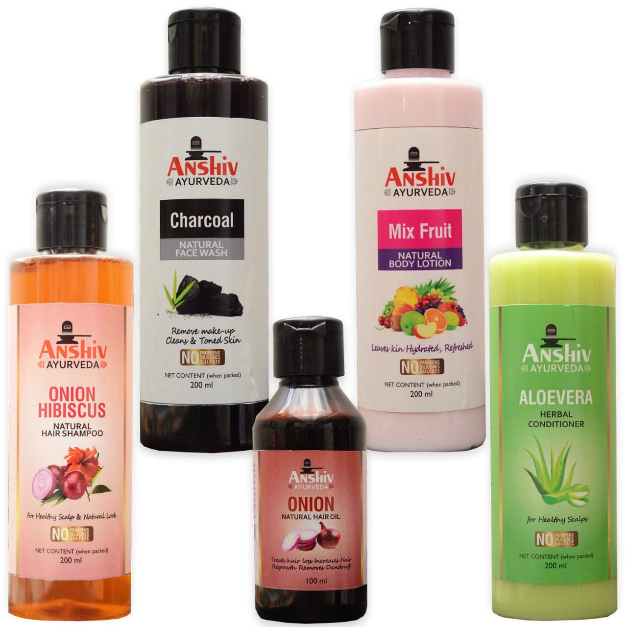 Buy ANSHiV AYURVEDA Onion Hibiscus Shampoo, Onion Hair Oil And Aloevera