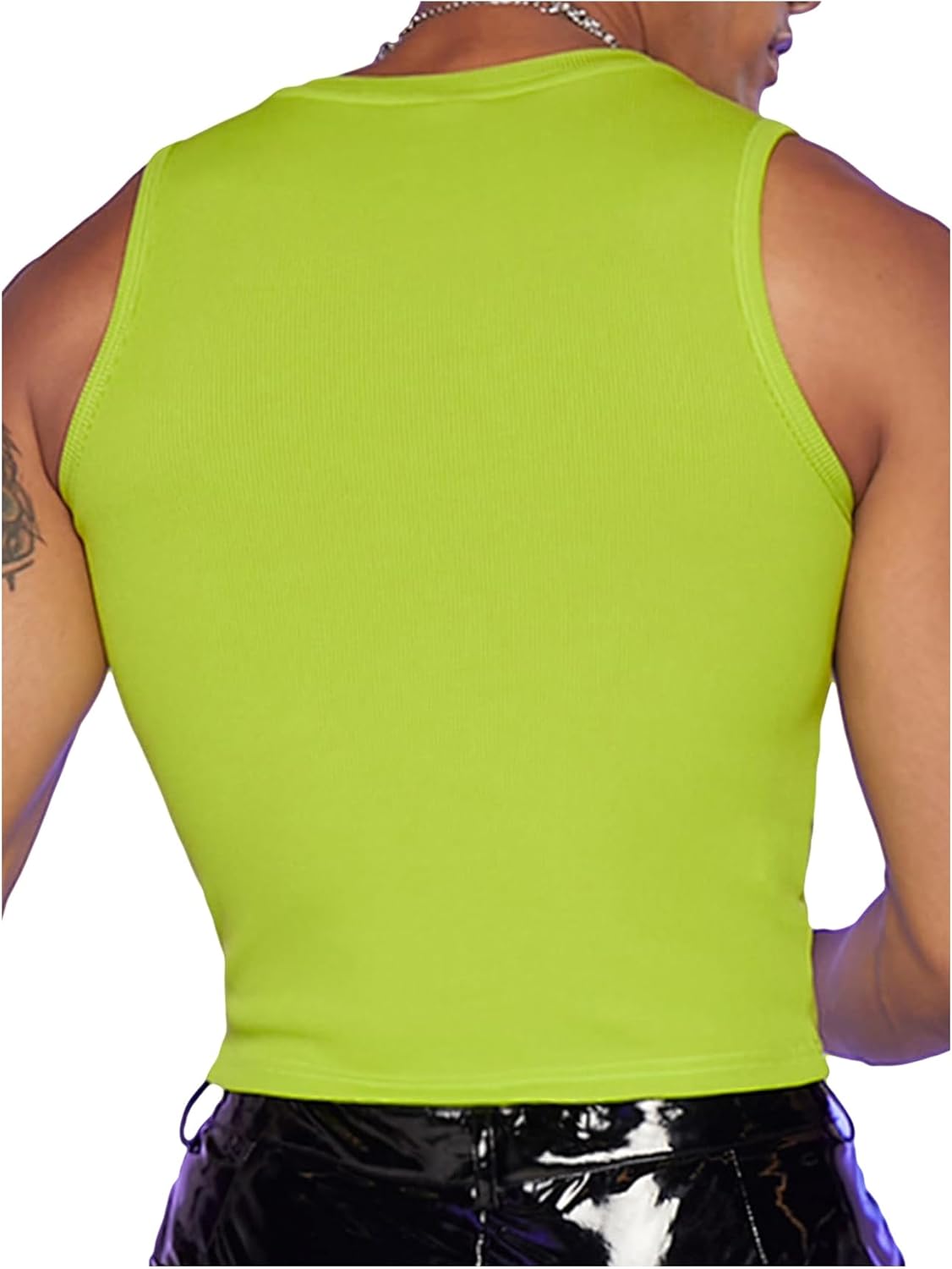 GORGLITTER Men's Cropped Tank Top Y2K Sleeveless Crop Top Slim Fit Muscle T Shirts Fashion Workout Rave Streetwear - Image 2