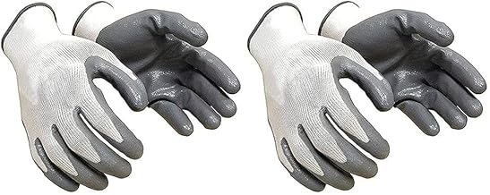 Nylon Safety Hand Gloves | Anti Cut | Cut Resistant | Industrial | Domestic Hand Gloves (White & Grey OR White & Blue) - Pair of 2