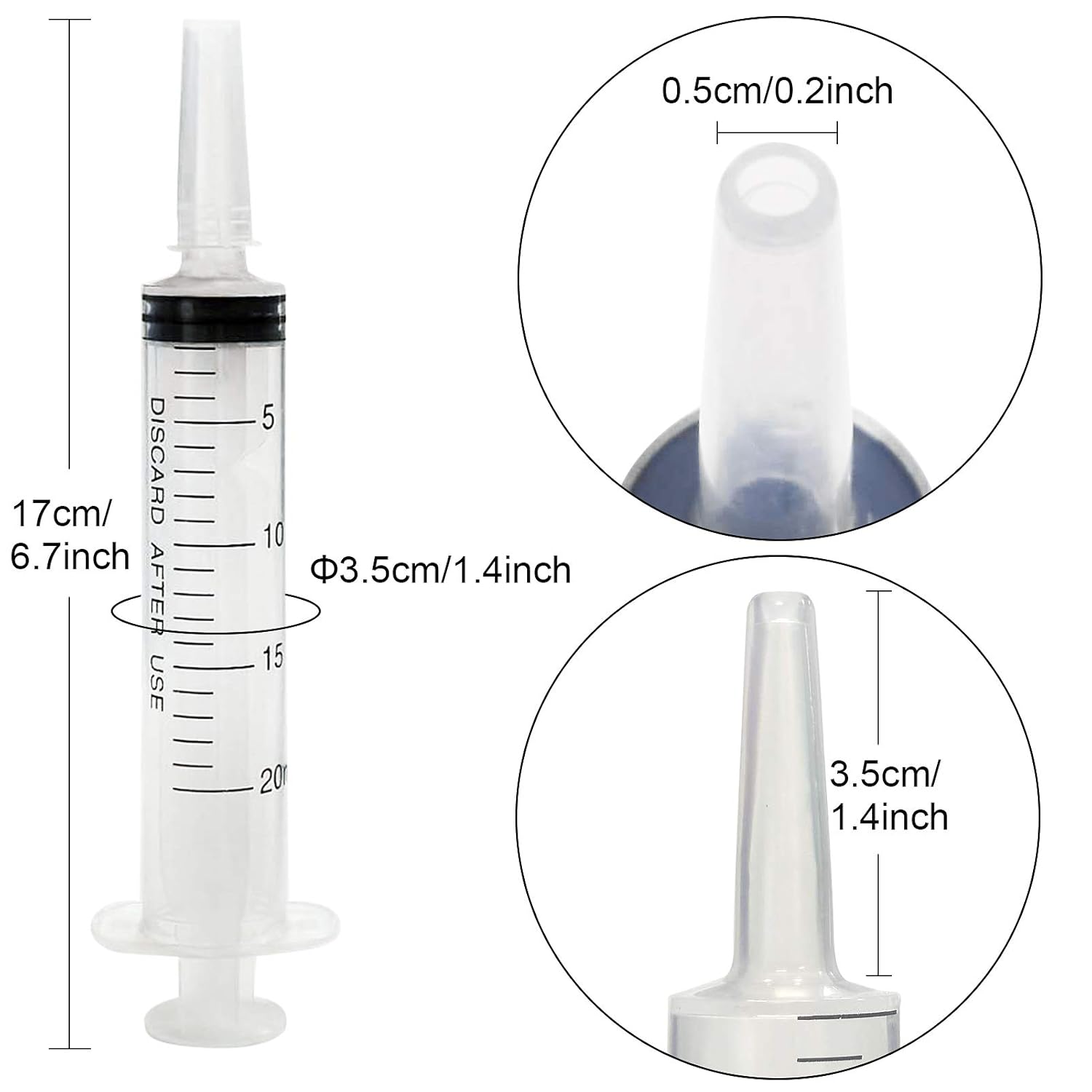 Plastic Syringe 10Pack 20ml for Scientific Labs Dispensing Multiple Uses Measuring Syringe Tools: Industrial & Scientific