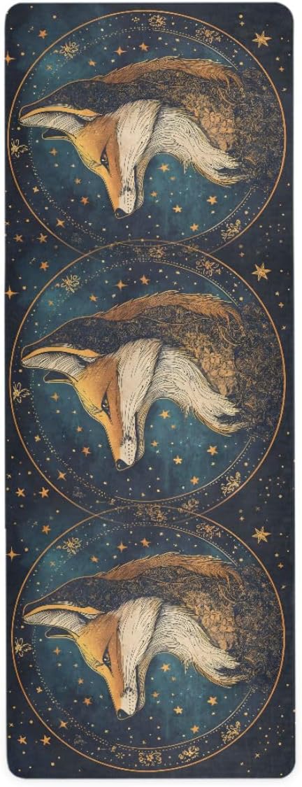 ALAZA Fox Star Starlist Sky Yoga Mat Non Slip Fitness Exercise Mat, Workout Mat for Yoga, Pilates and Floor Exercises