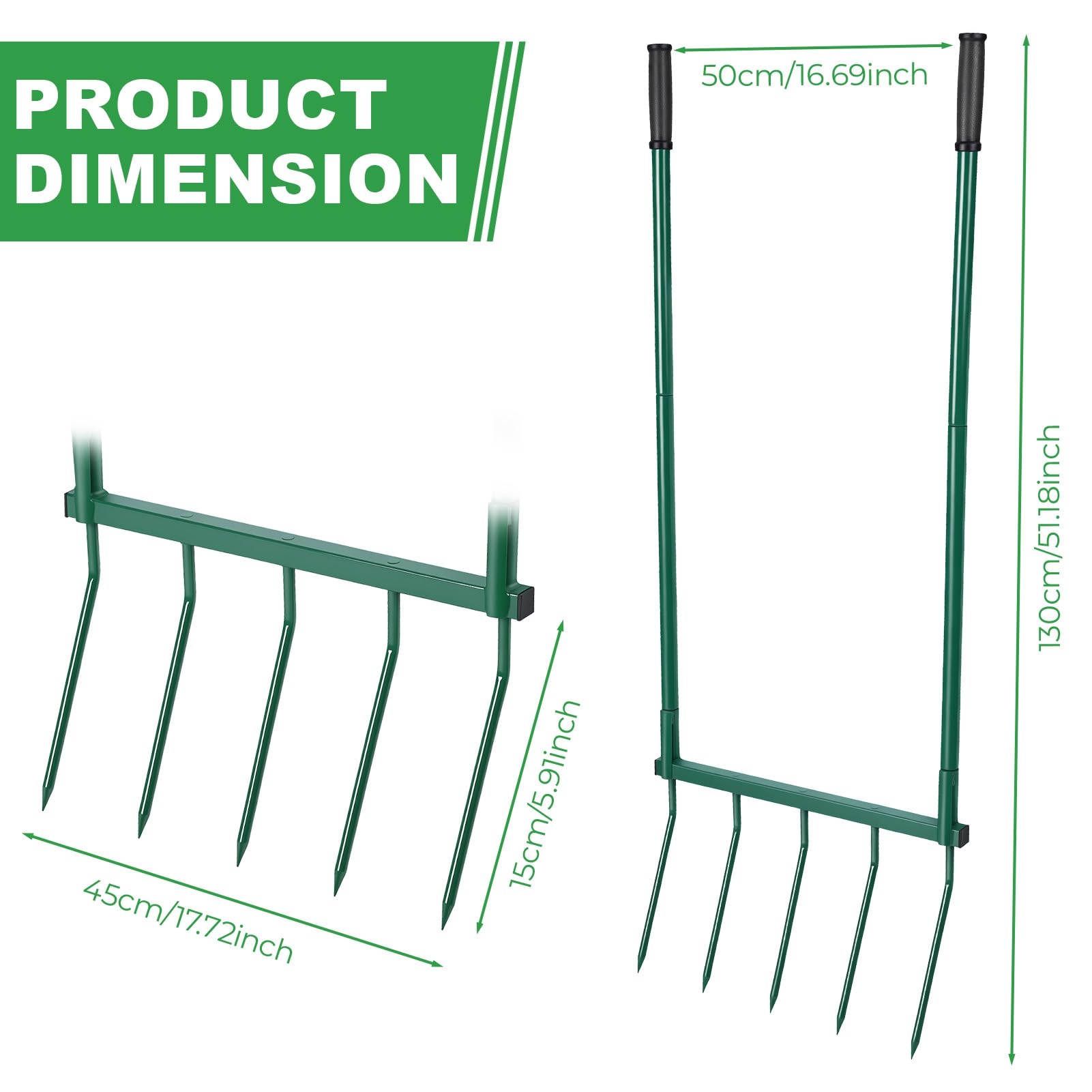Fourche à bêcher à 5 dents, cultivateur robuste pour aération du sol