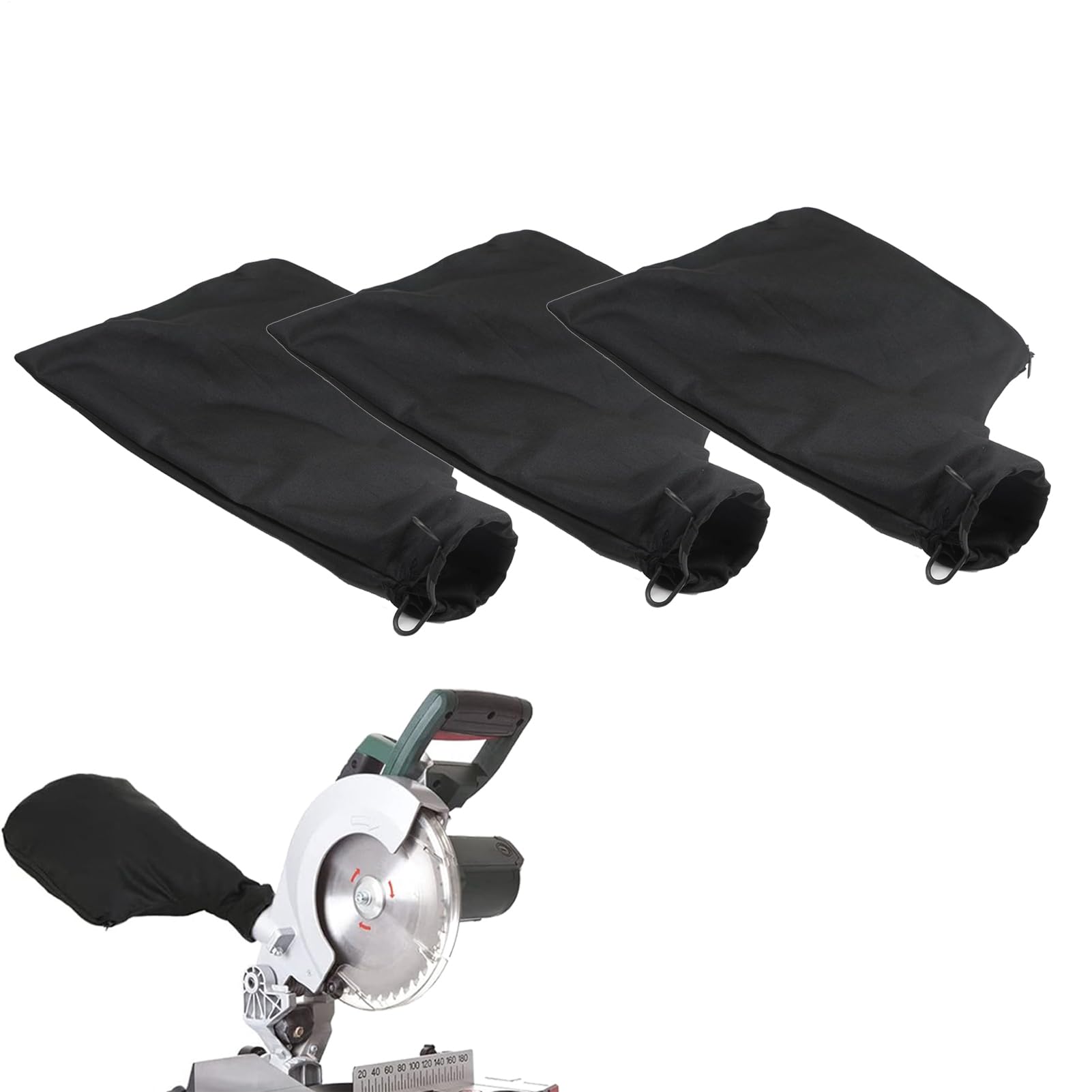 3pcs Bolsas Para Aserrín Para Sierra De Inglete, Bolsas De Polvo Para Sierras De Mesa, BolsasDe Polvo Para Lijadoras, BolsasPara ElPolvo De Sierra Ingletadora Negra Con Cremallera Para 225 Modelo