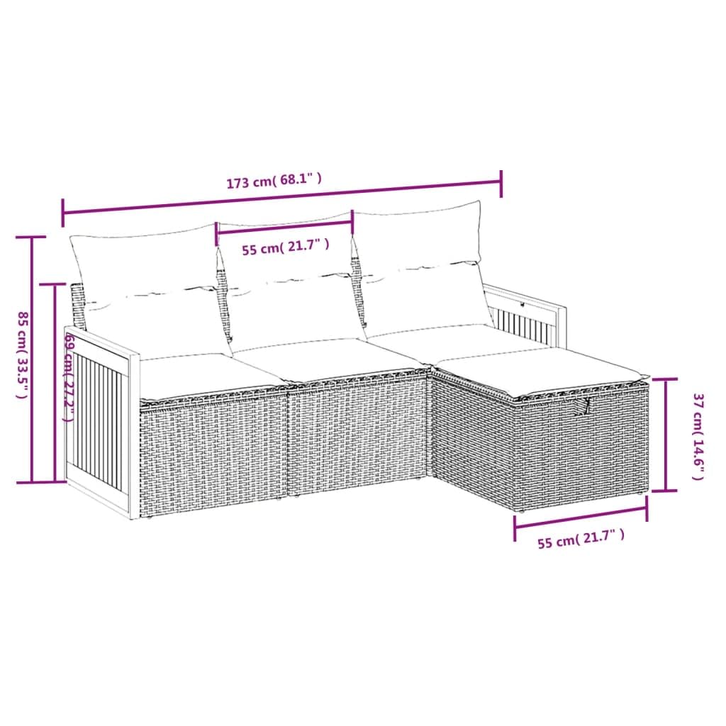 Pleciony rattan PE na taras i patio zestaw Czarny