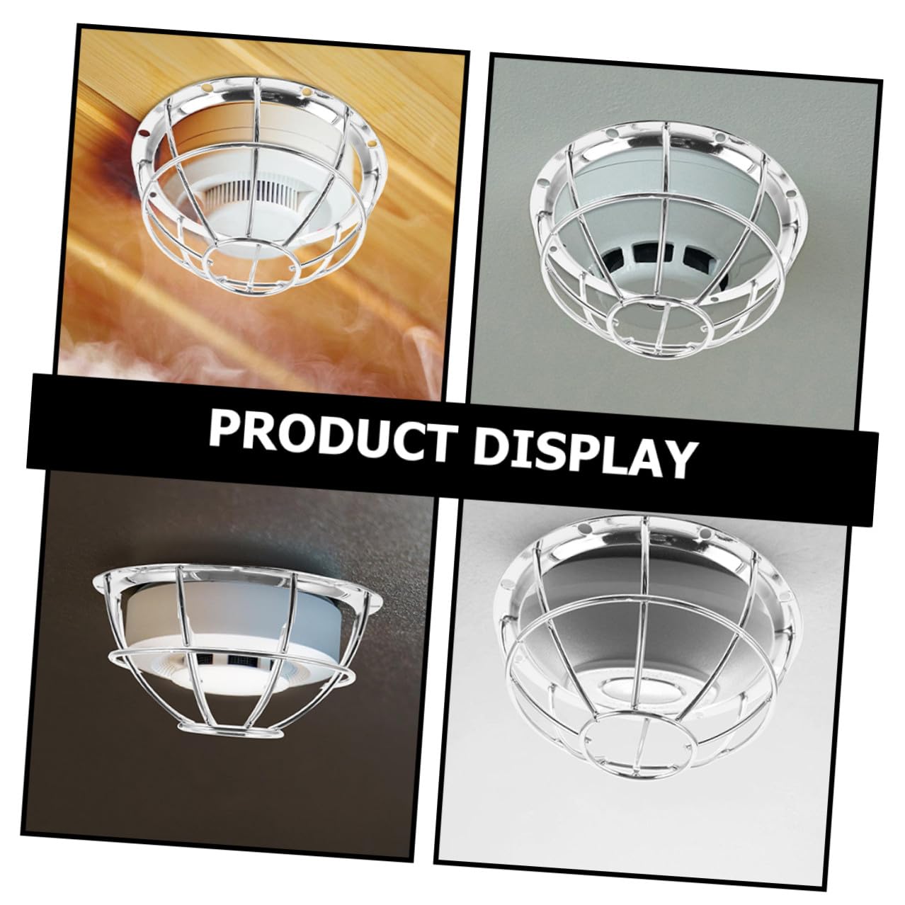 10 Pièces Protection Détecteur Acier Inoxydable Couverture Ventilée Antichoc pour Capteurs de Fumée Installation Facile pour Maison et Bureau