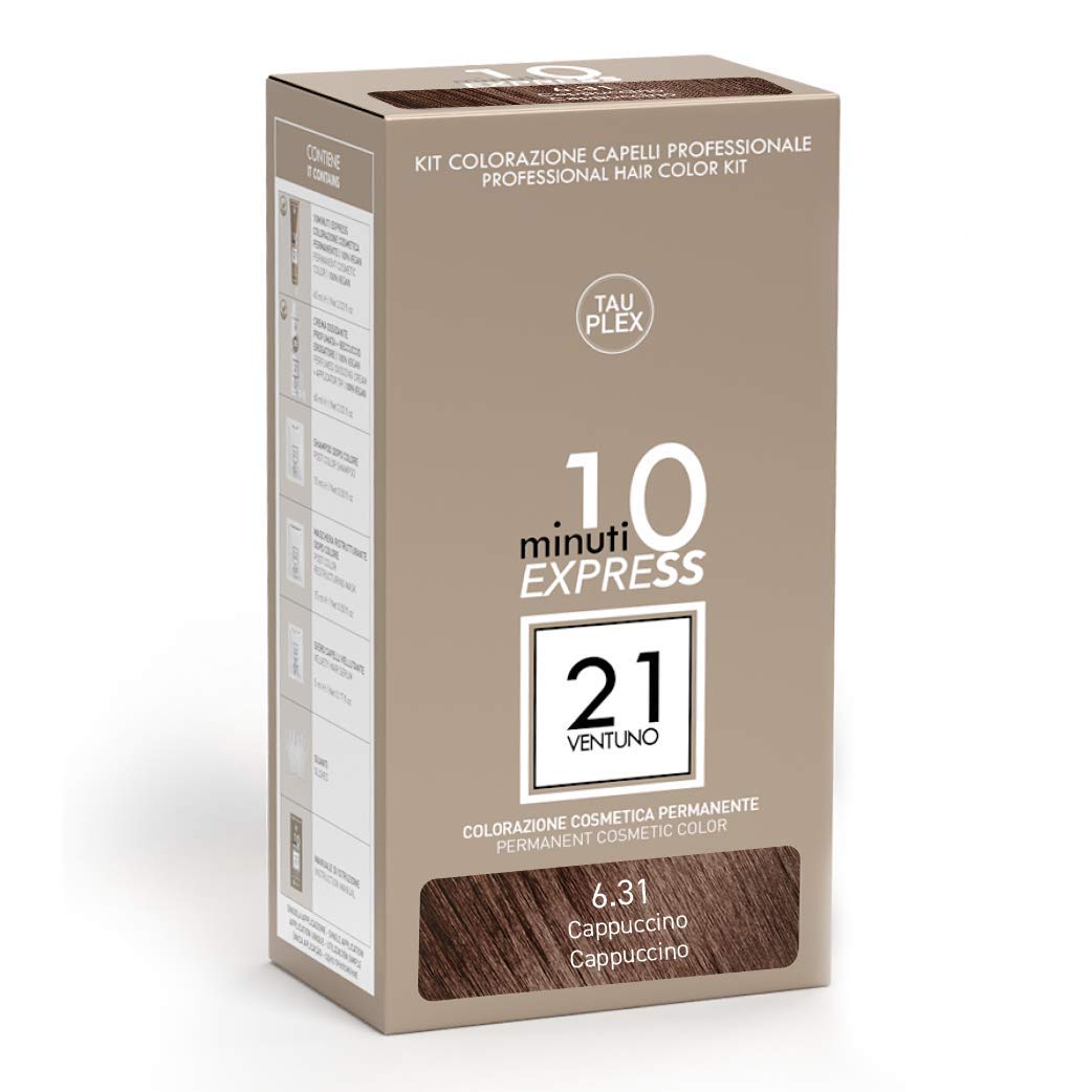 Professional Cosmetic Hair Color Kit – Cappuccino 6.31 with Tauplex, Dermatology-Tested, Long-Lasting, Strengthens & Adds Shine in 10 Minutes
