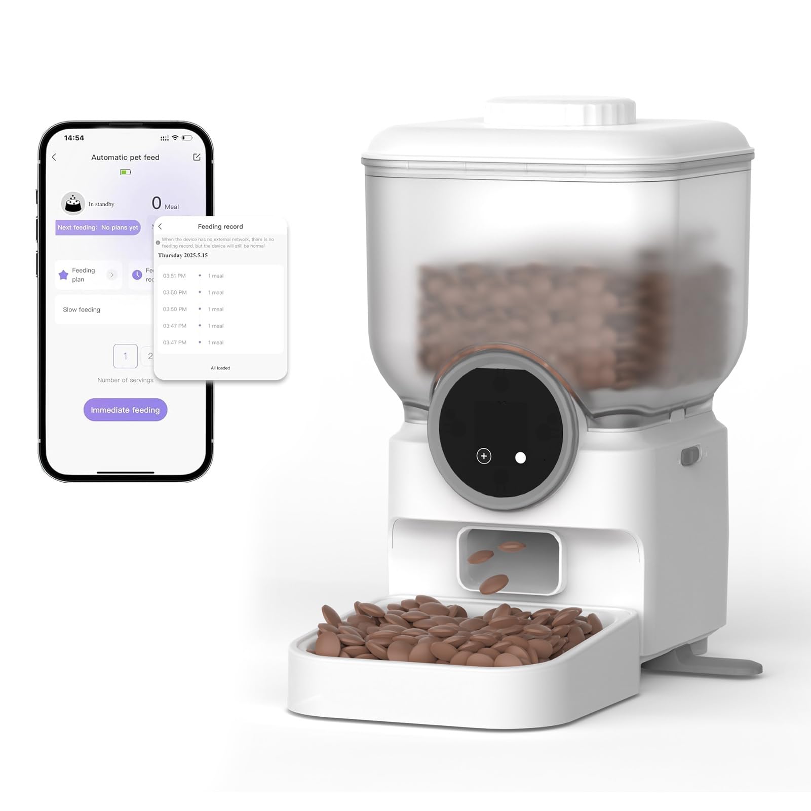 Asixxsix Distributore Automatico Di Cibo per Gatti Wifi, Distributore Di Cibo per Cani Con Timer Intelligente Wireless-Fidelity Da 6,5 Litri Controllo Tramite App per Cani Di Piccola