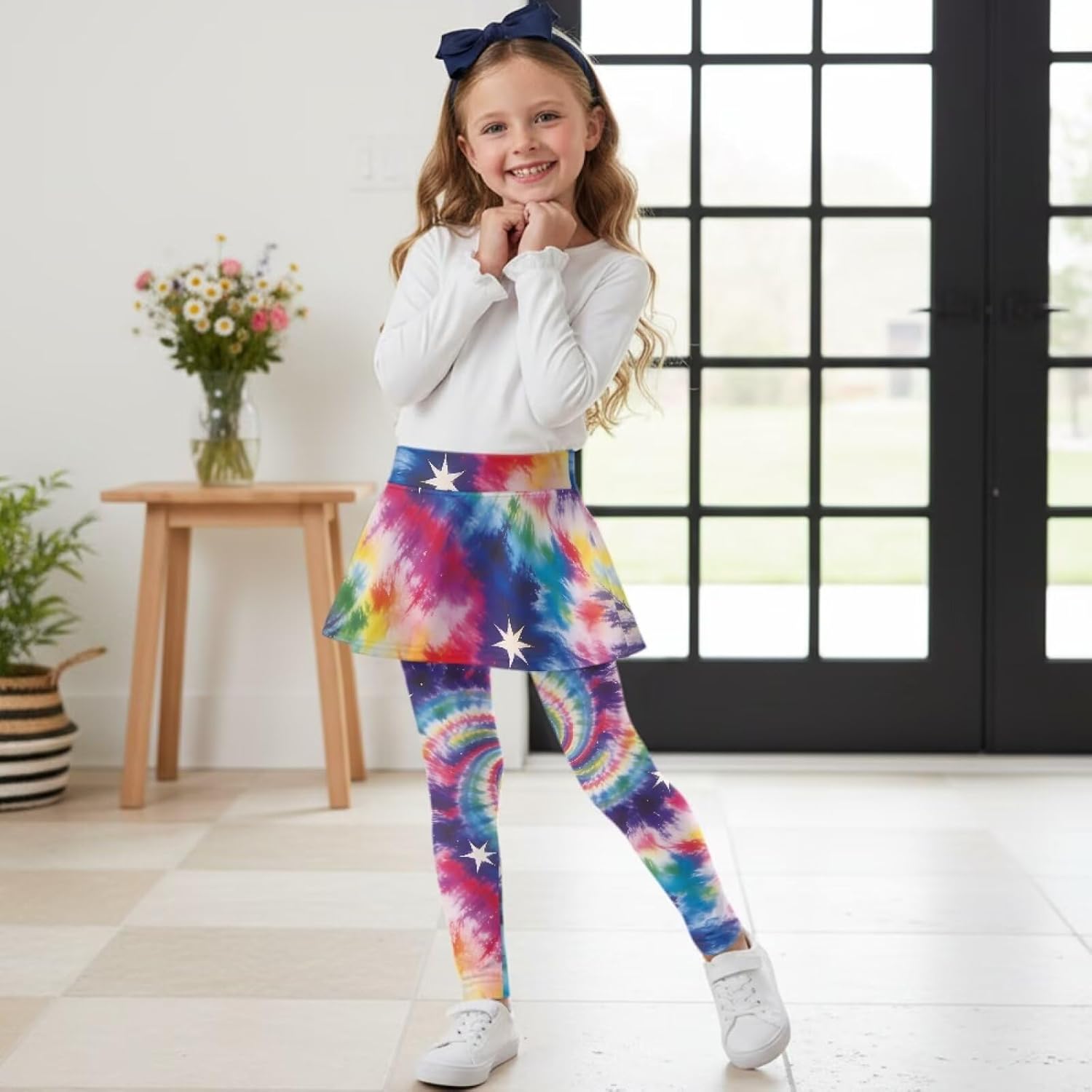 Leggings for Girls Athletic Leggings High Waisted Yoga Pants Footless Skirt Pants Kids Activewear for 5-14 Y