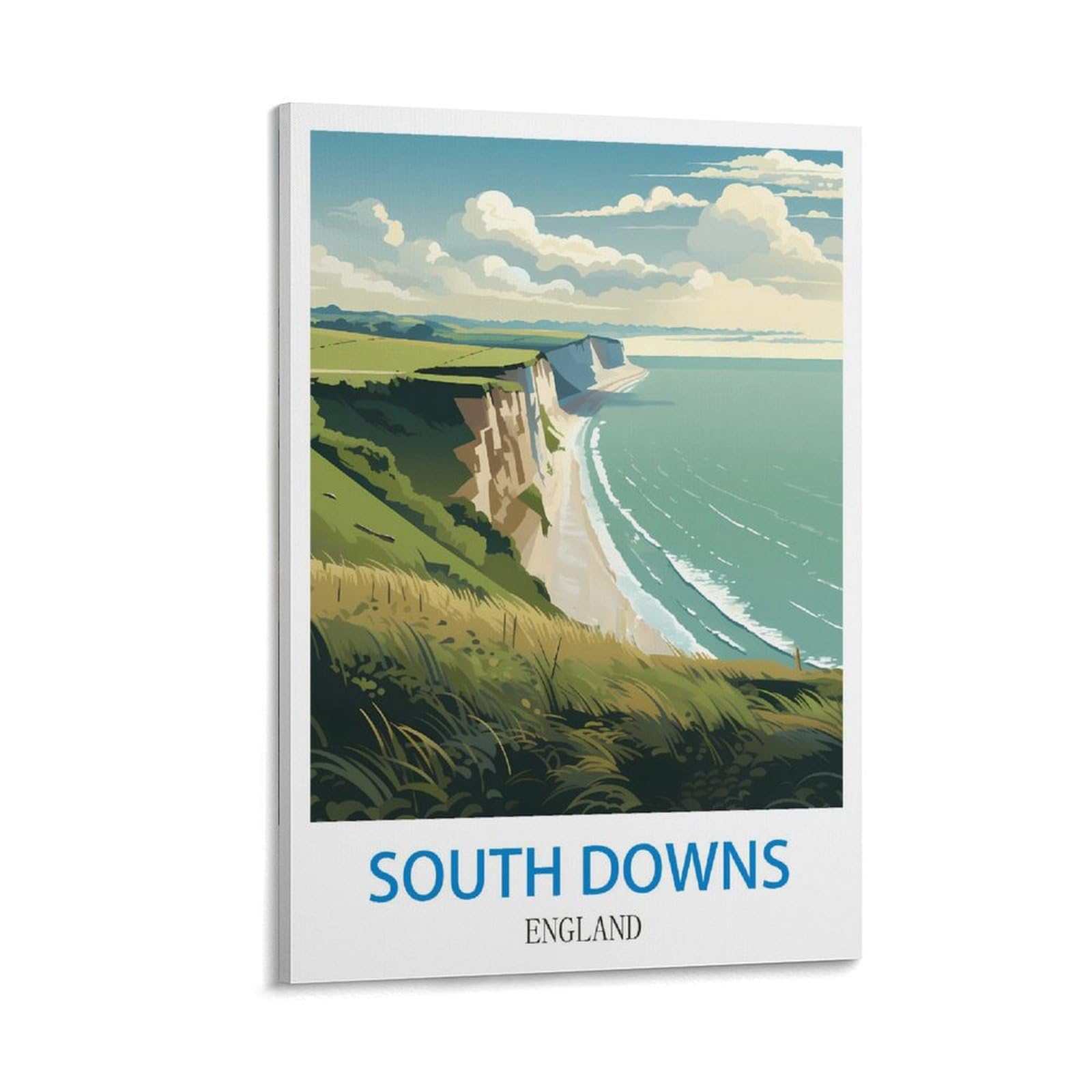 Nabique Frame-Style South Downs England Vintage Travel Poster 12X18inch(30X45cm) Decorative Painting Canvas Wall Posters And Art Picture Print Modern Family Bedroom Decor Posters