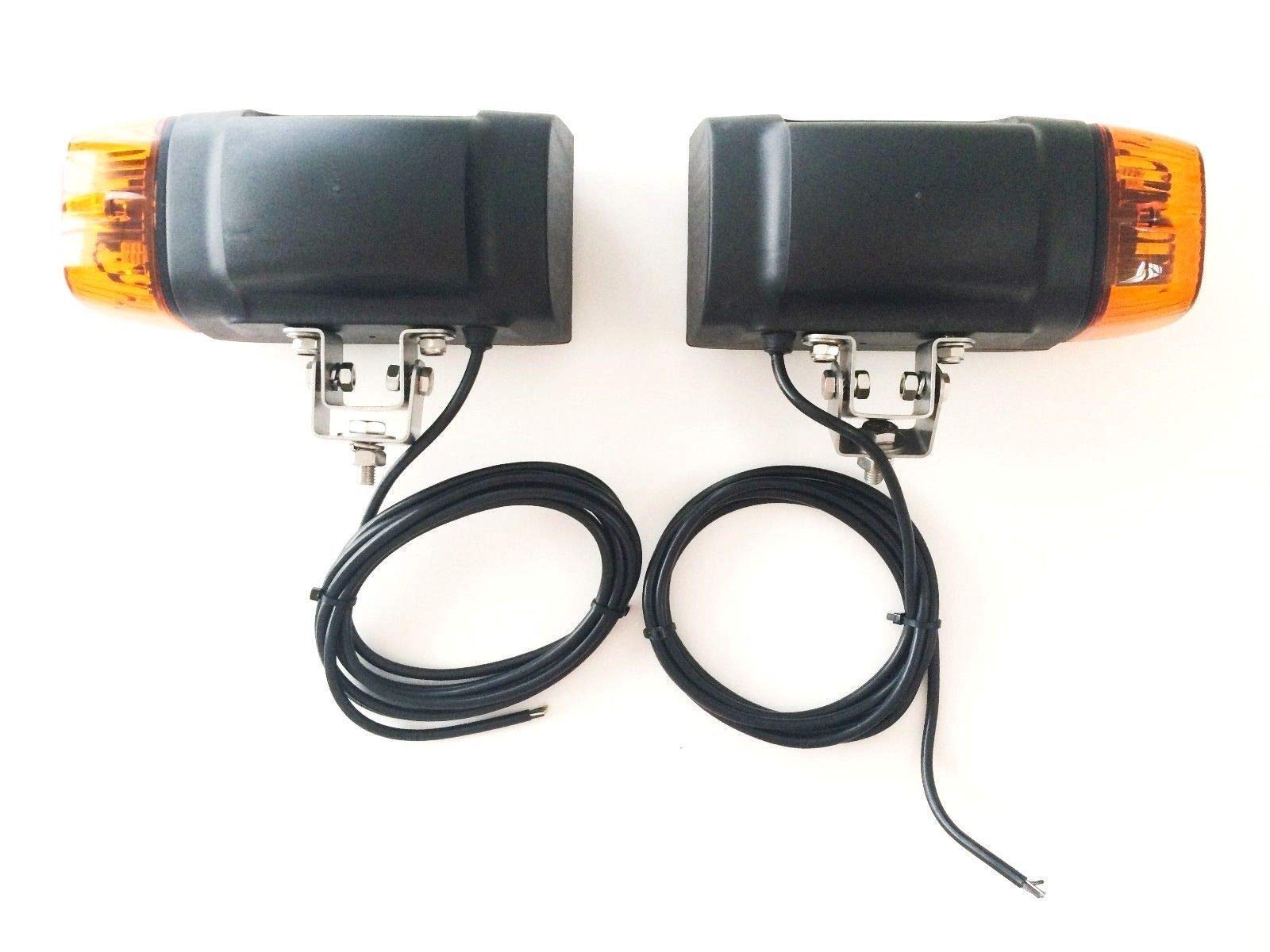 unbekannt 2x Scheinwerfer mit Blinker Universal 12V JD Bagger Radlader Gabelstapler Baumaschinen