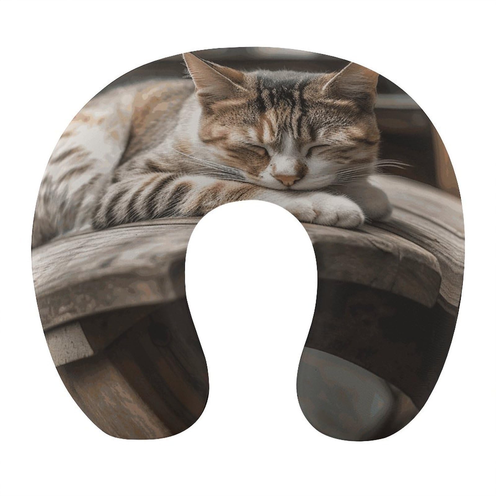 MUSM Cat Sleeping Travel Pillow for Sleeping Comfortable Portable U Shaped Pillows for Airplane Car Train Lightweight Memory Foam Neck Pillow for Home Office Travelling