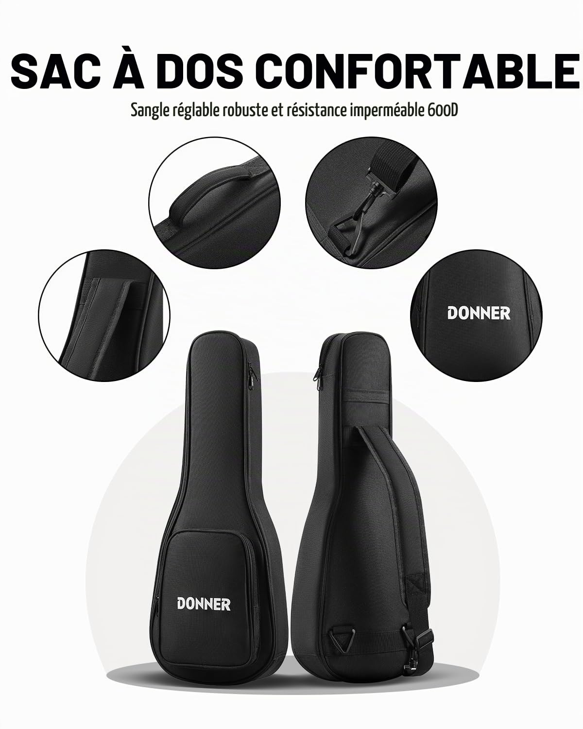 Ukulélé Concert Professionnel - Donner Kit Ukulélé 23 pouces en Acajou pour Débutants Adultes Enfants avec Leçons en ligne Sac Sangle Accordeur Cordes Médiators Chiffon de nettoyage, DUC-200B Bleu