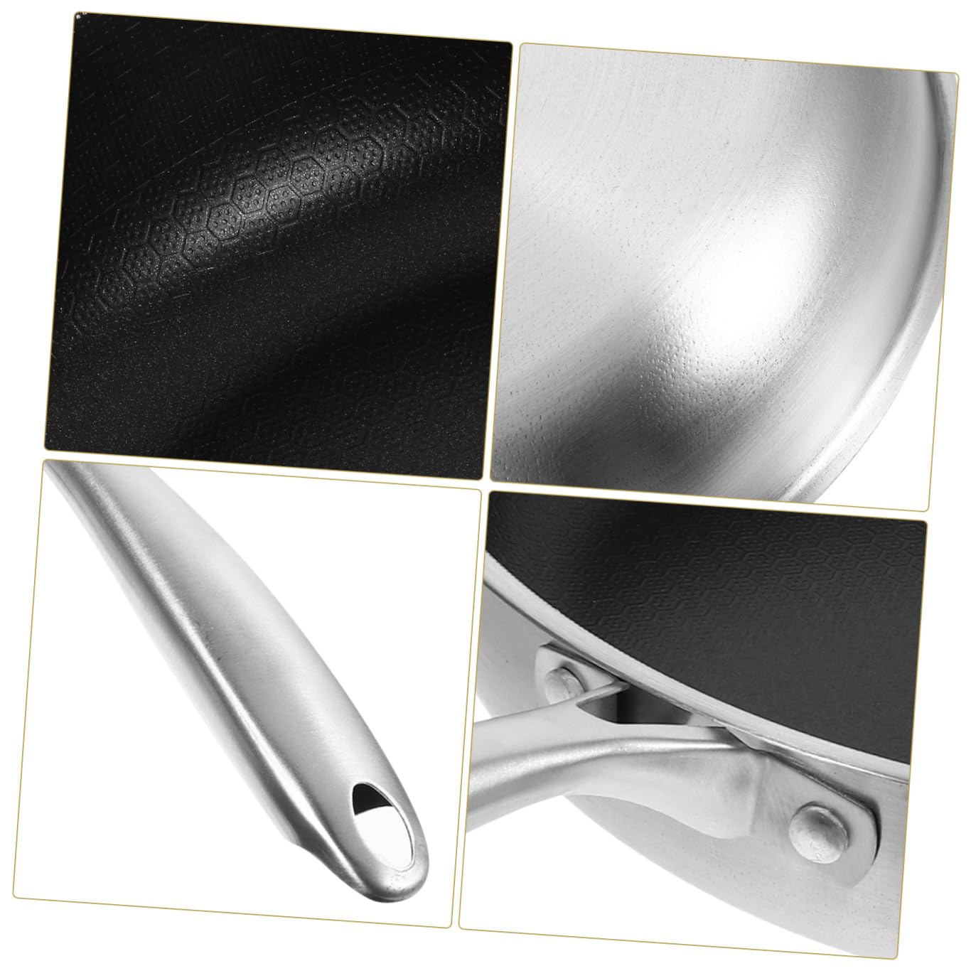 Sartén de Acero Inoxidable con Revestimiento Antiadherente Panal Ligera y Resistente para Huevos y Filetes Mango Ergonómico para Cocinas de Inducción para Uso Diario y Familias