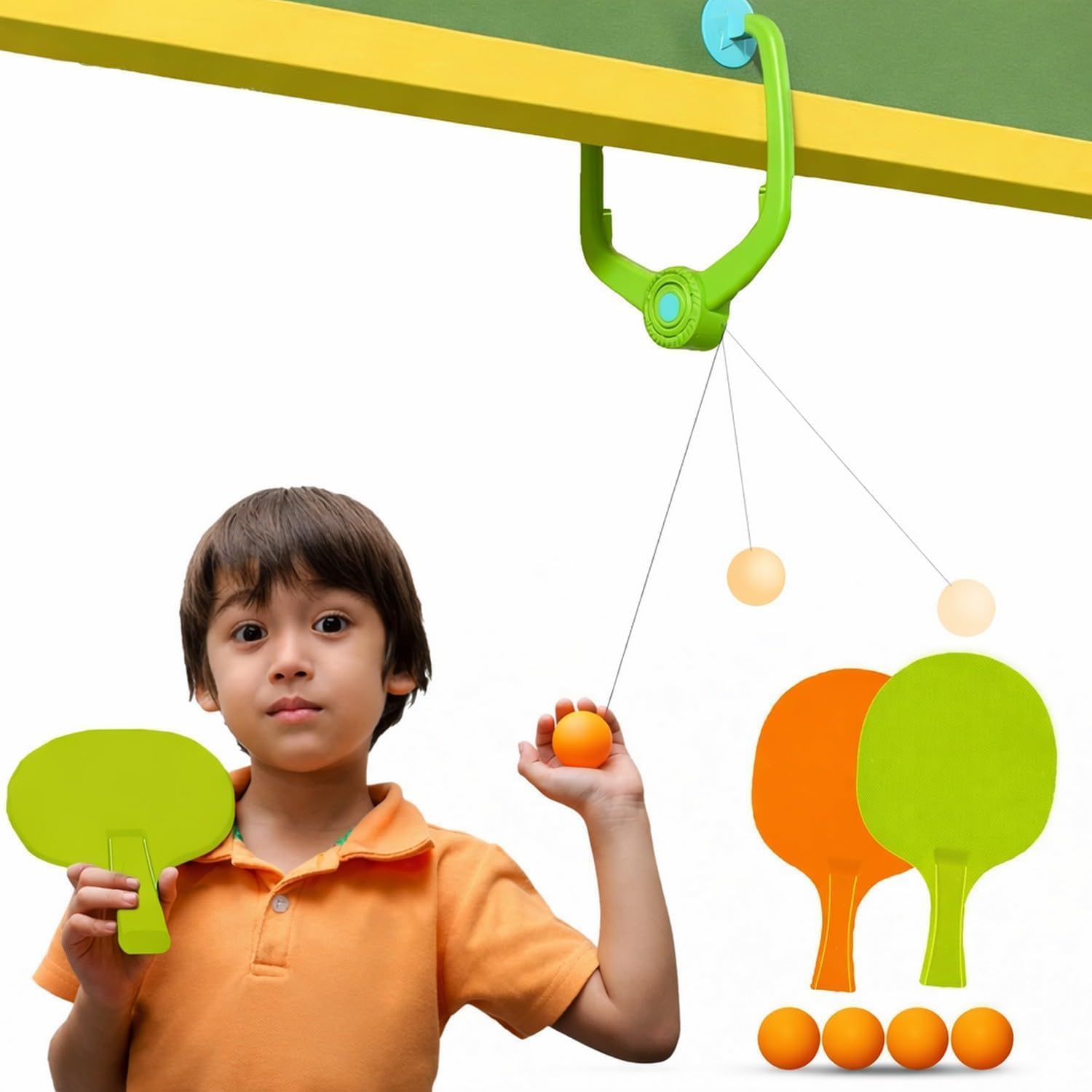 Hanging Table Tennis Self Training Indoor Gaming 2 Rackets and 5 Balls Portable - Double Sparring Hanging Toys Parent Child Interaction Indoor Toys(Table Tennis)-image-49