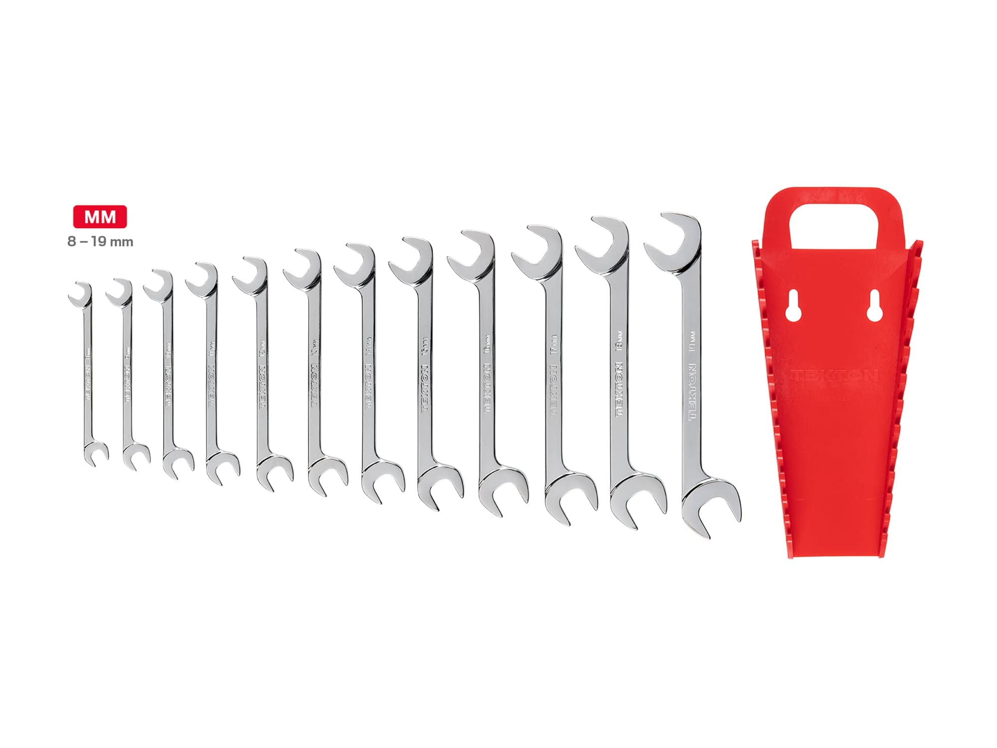 TEKTON WAE91201 zestaw kluczy kątowych z otwartym końcem, 12-częściowy (8-19 mm) - uchwyt | Wyprodukowano w USA | WAE91201
