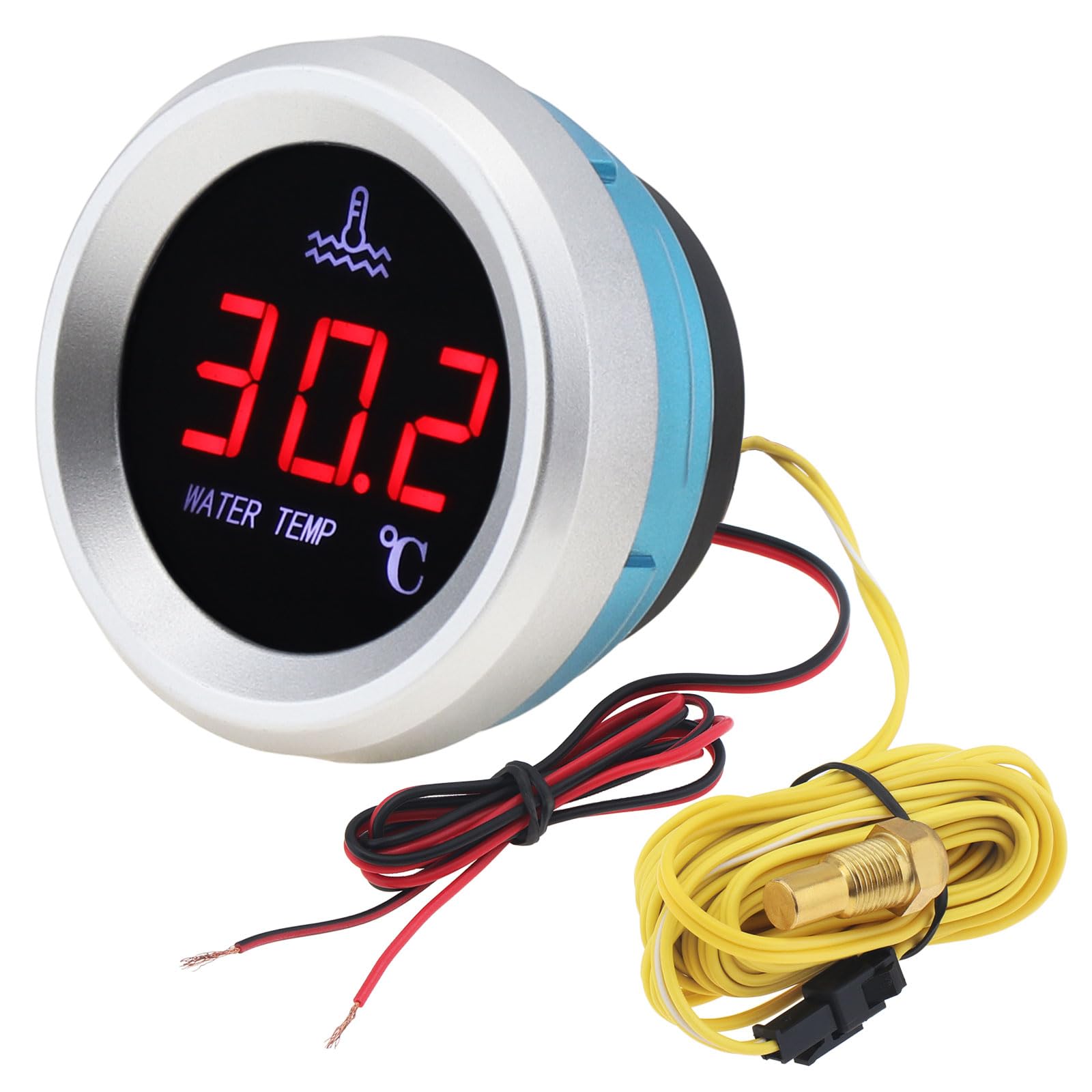 Water Temp Gauge, 12V 52mm Electronic Universal LED Digital Water Temperature Gauge Meter with Installed Wires and Temp Sensor for Car Truck Yacht Boat Marine-image-13