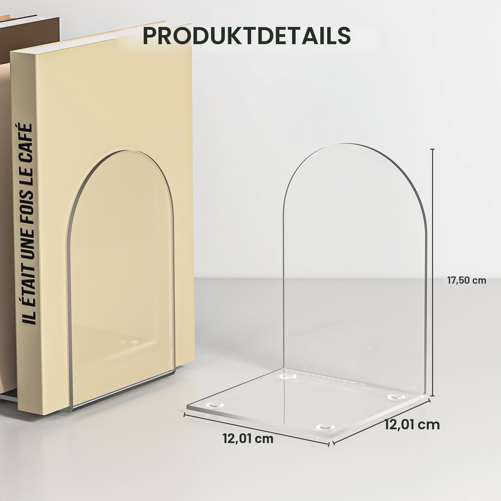Acryl Buchstützen, 8 Stück, für Regale, Bücherregale und Schreibtisch-Organizer, Transparent, für Heimbürobedarf